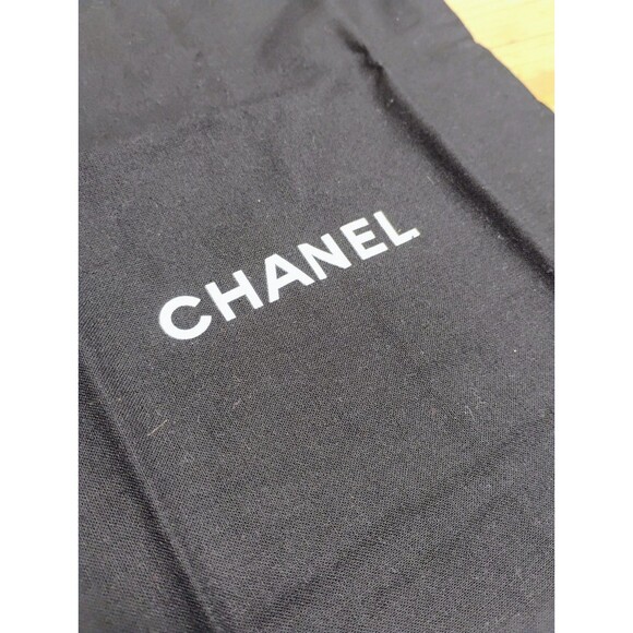 CHANEL Authentic Drawstring Dust Bag canvas handbag shoes | Black 9.5” x 13" - Picture 2 of 3